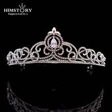 Himstory European Zircon RhinestonesFlower Tiaras Crowns Bride Diadem Pageant Engagement Headbands Wedding Hair Accessories 2024 - buy cheap