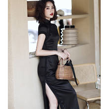 Vestido Oriental Qipao de seda real, Cheongsam Retro personalizado chino tradicional, falda femenina ajustada, vestido de verano chino 2024 - compra barato