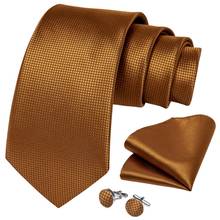 Мужской галстук золотого цвета, Одноцветный Шелковый Свадебный галстук для мужчин, вечерние, деловые, модные галстуки, галстук Hanky Gravata, набор DiBanGu, новый дизайн, SJT-7306 2024 - купить недорого