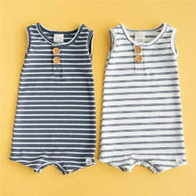 2020 Summer Infant Baby Boy Girl Clothes Striped Rompers Buttons Sleeveless Vest Romper Jumpsuit Outfit Cotton 5 Colors 2024 - buy cheap