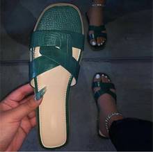 HOT 2021 New Women Snake Grain Leather Summer Women's Sandals Fashion Flat Beach Outdoor Non-slip Durable Home Lady Slippers 2024 - buy cheap