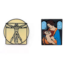 New Leonardo da Vinci Pins Brooches Painting The Madonna Litta Uomo vitruviano Badge Brooch Women Men Lapel Pin Jewelry Gift 2024 - buy cheap