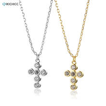 Kikichicc New 925 Sterling Silver Gold Clear Zircon Cross Pendant Necklace Chains Jewelry 2020 Fine Jewelry 2020 Rock Punk 2024 - buy cheap