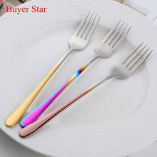 7/9PCS Long Handle Dinner fork Stainless Steel Korean Black Fork Hotel Restaurant Party Supplies Dinnerware Steak Gold Fork 2024 - buy cheap