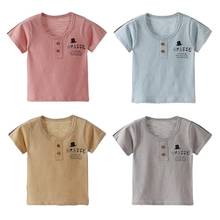 Одежда для малышей; летняя хлопковая Футболка с буквенным принтом для маленьких мальчиков и девочек; топы; блузка; повседневные футболки с короткими рукавами 2024 - купить недорого