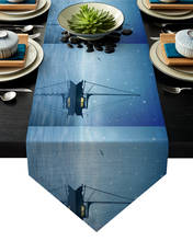 Sailing Boat Night Sky Sea Table Runner Table Flag Home Party Decorative Tablecloth Table Runners 2024 - buy cheap