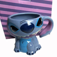 Taza de cerámica personalizada tridimensional, taza de dibujos animados de Stitch, Taza de cerámica para desayuno, leche, café, tazas de café 2024 - compra barato