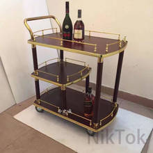 Mobile three-layer coffee table Solid wood wine rack Hotel bar service cart Tea cart Diner snack cart L 2024 - buy cheap