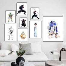 Póster de Star Wars de Anime de Disney, película de acuarela, pintura en lienzo de Darth Vader Yoda, arte de pared, imagen para decoración del hogar, sala de estar, Cuadros 2024 - compra barato
