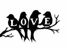 LOVE Birds Standing on Tree Branch Art print Silk poster Home Wall Decor 2024 - buy cheap