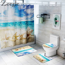 Zeegle-cortina de baño impermeable de poliéster, decoración de ducha, alfombra de baño antideslizante, cubierta de inodoro, alfombrilla lavable para pies 2024 - compra barato