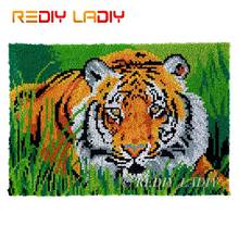 Alfombra con gancho de pestillo, Kits de tapiz de hilo grueso, alfombra DIY, alfombra King of Tiger, tapete de punto, cojín de ganchillo, manualidades, 85x58cm 2024 - compra barato