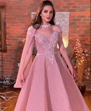Evening Dress 2021 Muslim Saudi Dubai Luxury A-line Pink Unique Design Women Formal Party Gowns High Fashion Crystal Beaded Sale 2024 - buy cheap