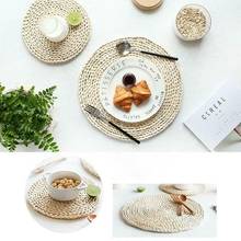 Corn fur woven Dining Table Mat Heat Insulation Pot Holder Round Coasters Coffee Drink Tea Cup Table Placemats Mug Coaster 2024 - buy cheap