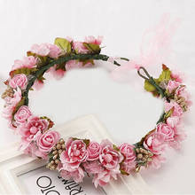 Tiara rústica com flores, guirlanda de honra para casamento acessórios de cabelo coroa de flores 2024 - compre barato