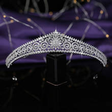 Coroa hadiyana tiara magnífica digitalizada, para casamento, noiva, acessórios de cabelo, zircônia, joias de luxo hg0036, coroa de reina 2024 - compre barato