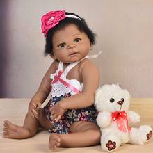 NPK black doll reborn 22"55cm full silicone reborn baby girl dolls toys for child birthday gift bebes reborn menina boneca 2024 - buy cheap