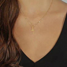 New Fashion Summer Gold Chain Cross Necklace Small Gold Cross Religious For Female Gift Jewelry Wholesale 2022 2024 - buy cheap