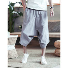 Sinicism-pantalones bombachos de pierna salvaje para hombre, pantalón holgado de algodón puro, talla grande 5XL, con cordón 2024 - compra barato