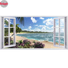 5d DIY Diamond Painting Window Sea scenery,full Diamond Embroidery natural scenery Cross Stitch,summer style,rhinestone Decor 2024 - buy cheap