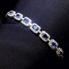 Natural And Real Sapphire bracelet Free shipping 100% Real natural sapphire Bracelet 925 sterling silver Bracelet 2024 - buy cheap