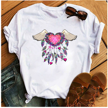 Женская футболка Mayos, женская футболка с принтом перьев, крыла ангела, кавайная лучшая футболка, трендовая футболка Tumblr Harajuku с коротким рукавом 2024 - купить недорого