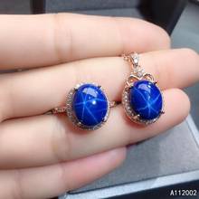 KJJEAXCMY Fine Jewelry Natural Star Sapphire 925 Sterling Silver Women Pendant Necklace Ring Set Support Test Luxury 2024 - buy cheap