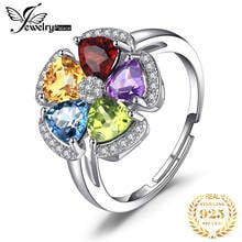 JewelryPalace 2.6ct Genuine Blue Topaz Amethyst Citrine Garnet Peridot Open Adjustable Cocktail Promise Ring 925 Sterling Silver 2024 - buy cheap