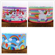 DHK 3'' Free shipping rainbow unicorn printed grosgrain Ribbon headwear hair bow diy party decoration OEM 75mm B1530 2024 - buy cheap