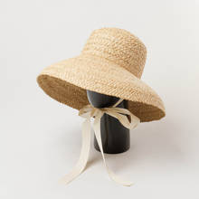 Длинная шляпа ручной работы из рафии и травы в стиле Хепберн, 20205-HH7330, Дамская Панама в форме абажура, женская пляжная кепка для отдыха на природе 2024 - купить недорого