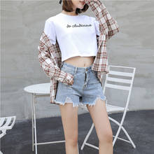 Top crop sexy feminino de verão, camiseta print de manga curta com letras impressas, moda coreana, casual, roupas femininas, camisa curta 2020 2024 - compre barato