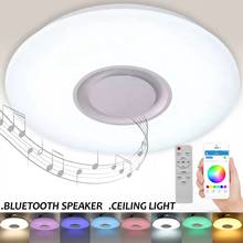 Умный светодиодный Bluetooth-динамик с приложением и пультом дистанционного управления, потолочный светильник с регулируемой яркостью RGB, панельная лампа, колонка для детской спальни 2024 - купить недорого