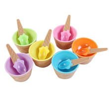 1 Pcs Lovely Kids Ice Cream Bowls With  Spoon Reusable For Kids Boys Girls Gift Cute Ice Cream Dessert Tool Set 2024 - buy cheap