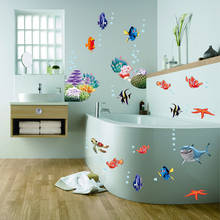 3d наклейка для фильма «В поисках Немо» наклейки на стену детская комната, съемный художественный мультфильм наклейки для ванной комнаты diy красочные морские рыбки 2024 - купить недорого