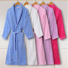 Халат Махровый для влюбленных мужчин и женщин, одежда для сна из 100% хлопка, однотонное полотенце, длинный банный халат, кимоно, женский халат, халаты для подружки невесты 2024 - купить недорого