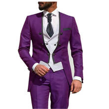 Trajes de negocios italianos para hombre, chaqueta de doble botonadura, esmoquin ajustado, traje Masculino 2024 - compra barato