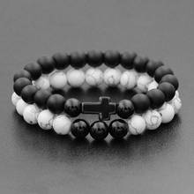 Men Natural Beads Stainless Steel Cross Bracelets  Prayer Bead Bracelet Women Wooden Yoga Jewelry Homme 2024 - buy cheap