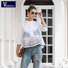 Vangull Embroidery Women Shirt Casual Blouses Ladies White Doll Shirt 2021 Spring And Autumn New Arrival Fashion 3/4 Sleeve 2024 - buy cheap