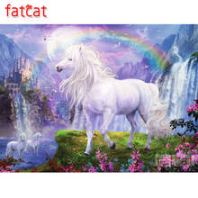 FATCAT Rainbow Castle Unicorn 5D DIY Diamond Painting Full Square Round Drill Mosaic Diamond Embroidery Sale Animals AE2041 2024 - buy cheap