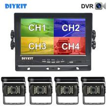 DIYKIT-Monitor HD para coche, cámara de visión trasera, impermeable, con tarjeta SD, grabación de vídeo, AHD, 7 ", 4 Split, QUAD, TFT, 1300000 píxeles 2024 - compra barato