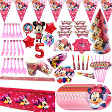 Kids Girl Theme Disney Red Minnie Mouse Birthday Party Supplies Disposable Tableware Plate Cup Card Baby Shower Party Decoration 2024 - buy cheap