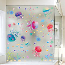 Jellyfish Wall Sticker DIY Cartoon Ocean Animals Wall Decals for Kids Rooms Kindergarten Bathroom Decoration Accessories 2024 - buy cheap
