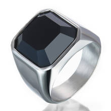 New Style Geometric Black Zircon Ring Titanium Steel Silver Plated Ring Street Men's Fashion Jewelry Birthday Gift Size Us7-14 2024 - buy cheap