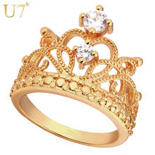 U7 Crown Rings For Women Birthday Gift Trendy Gold Color Cubic Zirconia Engagement /Wedding Bands Promise Rings R414 2024 - buy cheap