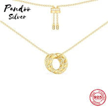 Fashion Charm Sterling Silver Copy 1:1 Copy,Yellow Silver Small Intertwined Hoop Adjustable Necklace Women Luxury Jewelry Gift 2024 - buy cheap