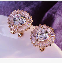 Милые женские маленькие серьги-гвоздики в форме сердца, модные хрустальные циркониевые свадебные серьги для женщин, элегантные вечерние серьги из розового золота 2024 - купить недорого