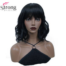 Strongbeauty feminino médio preto peruca natura encaracolado perucas sintéticas de cabelo 2024 - compre barato