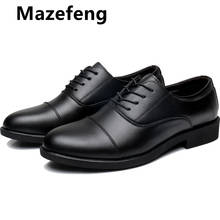 Mazefeng 2019 New Fashion Spring Autumn Men Leather Shoes Men Dress Shoes Lace-up Male Officer Shoes British Style Pointed Toe 2024 - buy cheap