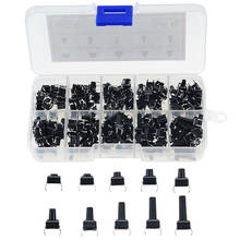 10 modelos de interruptor tático de 200 peças, botão interruptor tático de 6x6 peças altura 4.3mm ~ 13mm dip 4p micro interruptor 6x6 chave