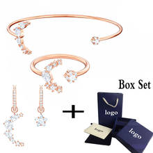 Fashion New Rose Gold MOONSUN Series Day And Night Dress Open Bracelet Crystal Earrings Ladies Engagement Jewelry Gift 2024 - buy cheap